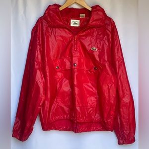 Vintage 80’s Izod Lacoste Alligator Red Quarter Zip Pullover Jacket, Size Medium